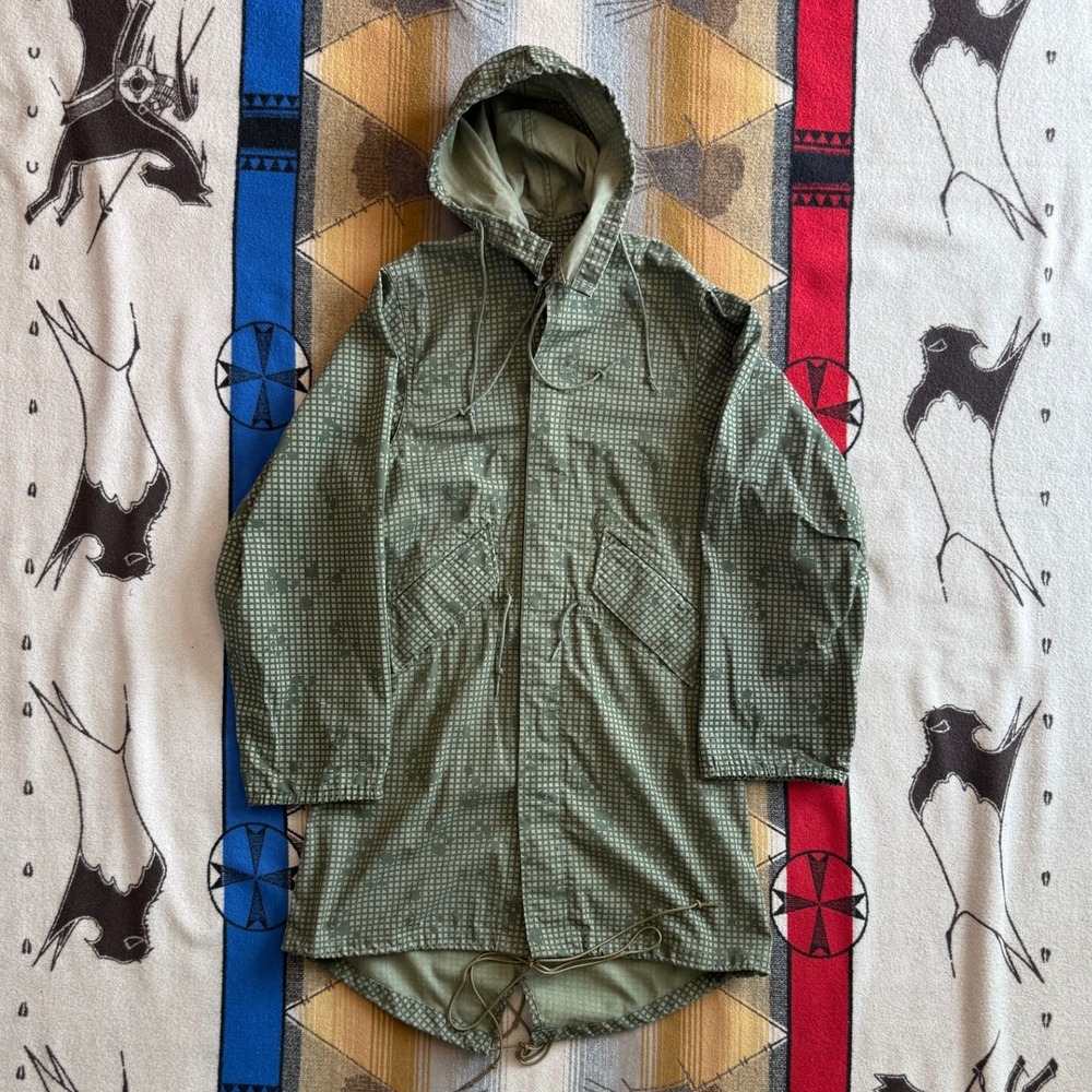 US Military Night Desert Camo Parka Vintage Grid Camouflage Fishtail XS
